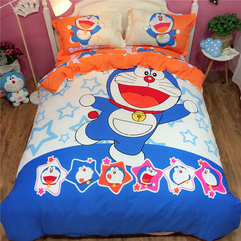 Cartoon Doraemon Duvet With Soft Kawaii Pillow Cases