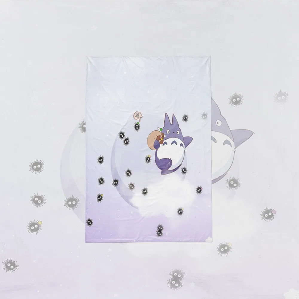 Totoro Cartoon Duvet Cover Linen Bedding Set With Pillowcases
