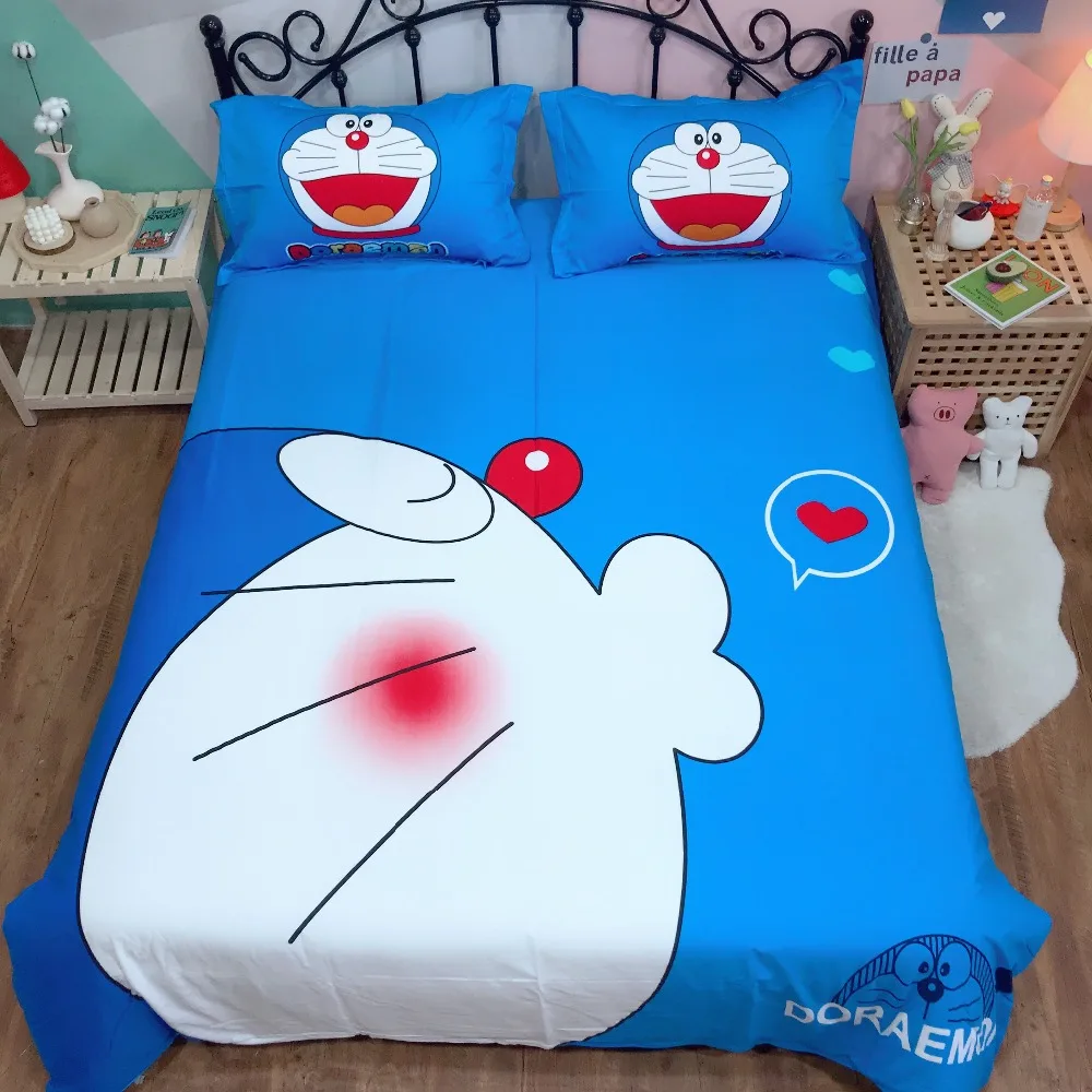 Kawaii Doraemon Cartoon Duvet Cover Bedding Set