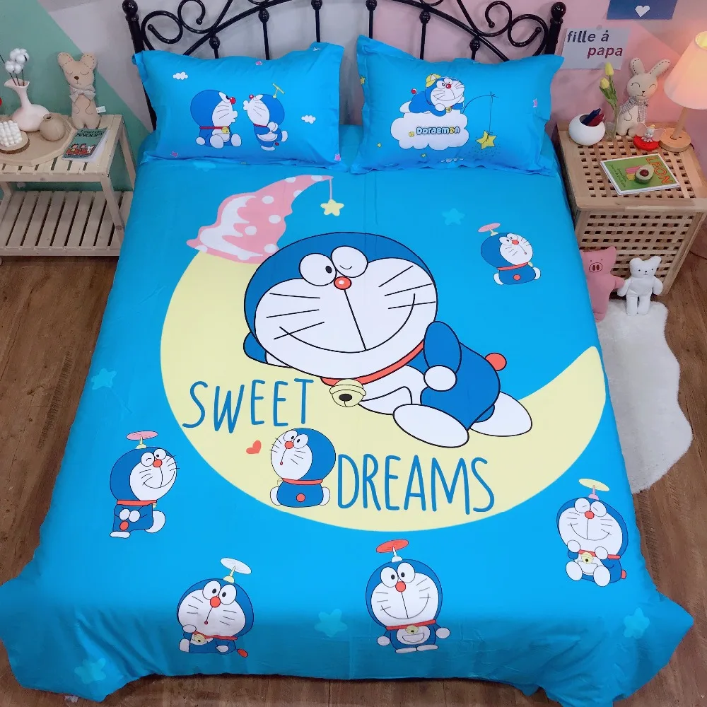 Kawaii Doraemon Cartoon Duvet Cover Bedding Set