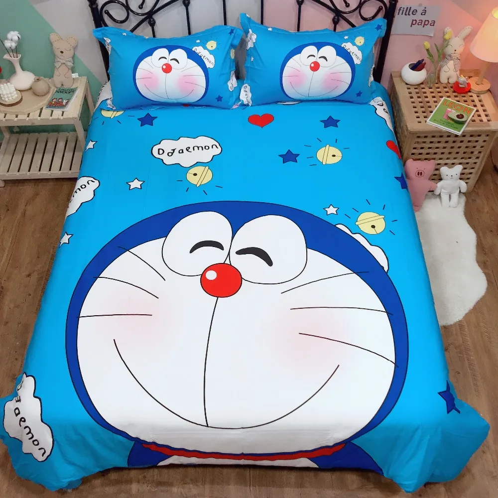 Kawaii Doraemon Cartoon Duvet Cover Bedding Set