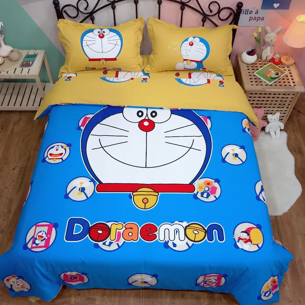 Kawaii Doraemon Cartoon Duvet Cover Bedding Set