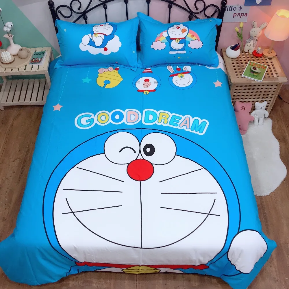 Kawaii Doraemon Cartoon Duvet Cover Bedding Set