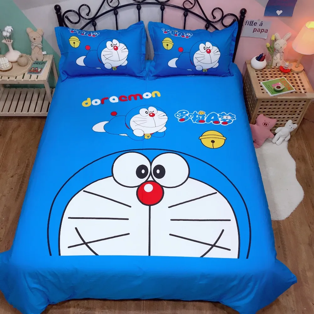 Kawaii Doraemon Cartoon Duvet Cover Bedding Set