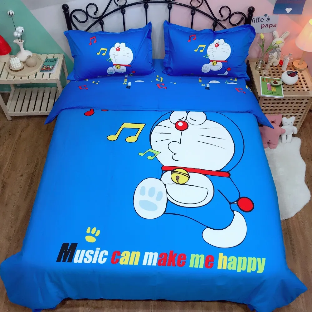 Kawaii Doraemon Cartoon Duvet Cover Bedding Set