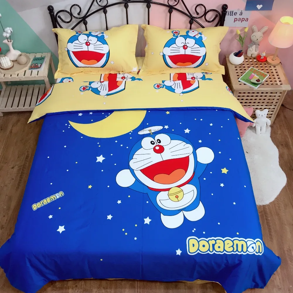 Kawaii Doraemon Cartoon Duvet Cover Bedding Set