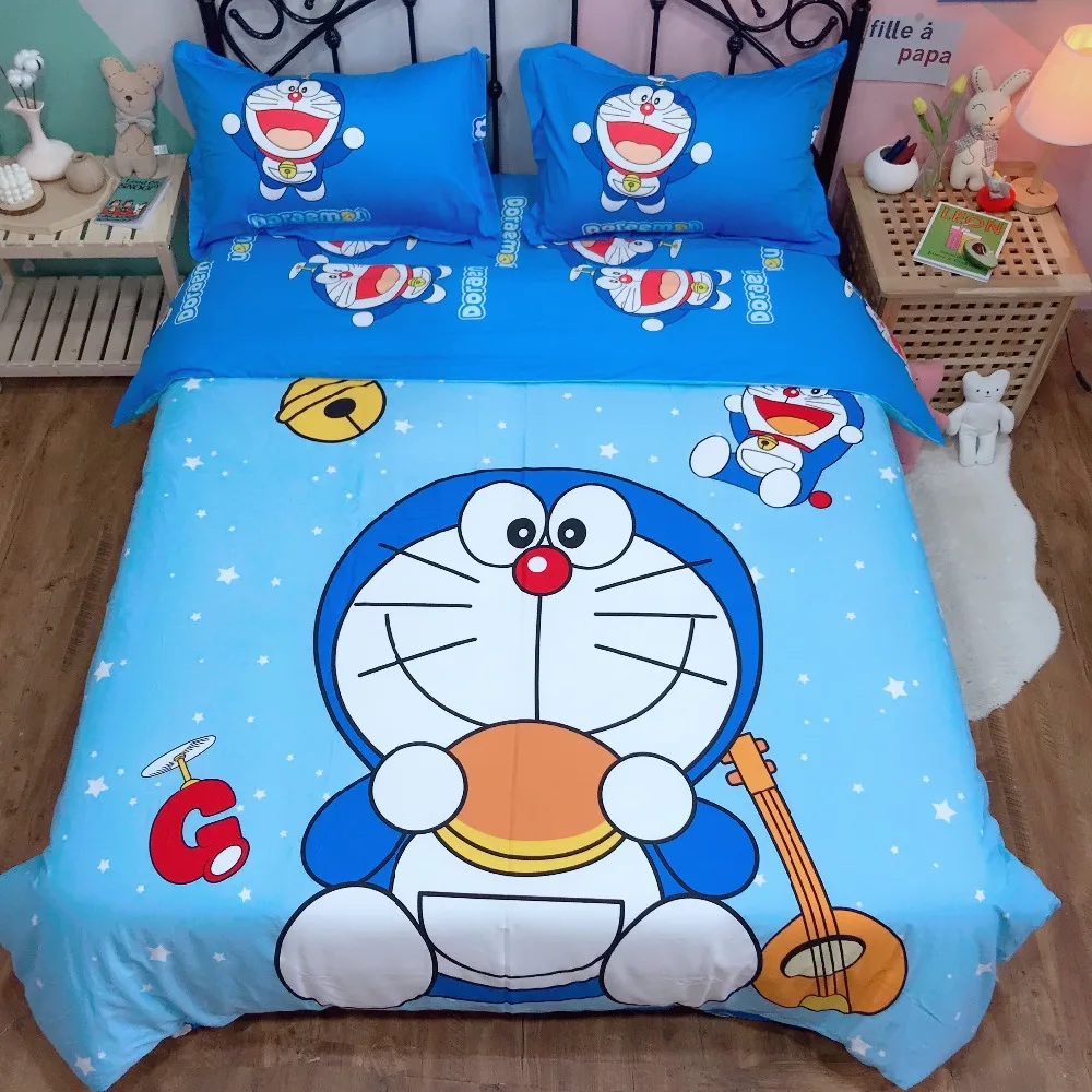 Kawaii Doraemon Cartoon Duvet Cover Bedding Set