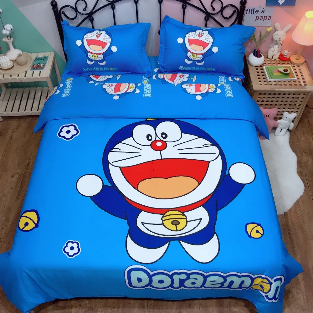 Kawaii Doraemon Cartoon Duvet Cover Bedding Set