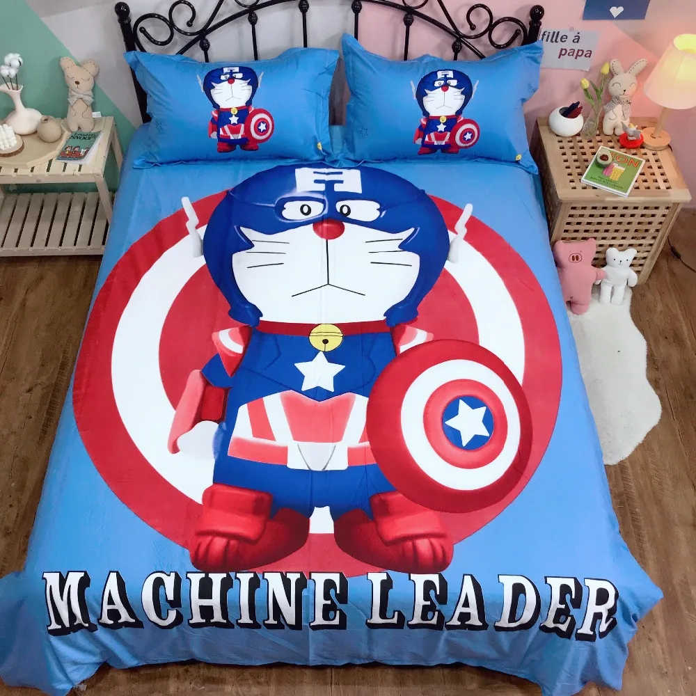 Kawaii Doraemon Cartoon Duvet Cover Bedding Set