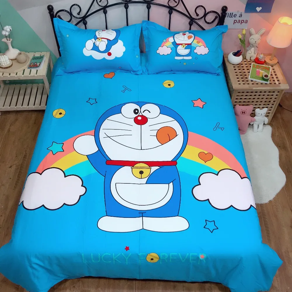 Kawaii Doraemon Cartoon Duvet Cover Bedding Set