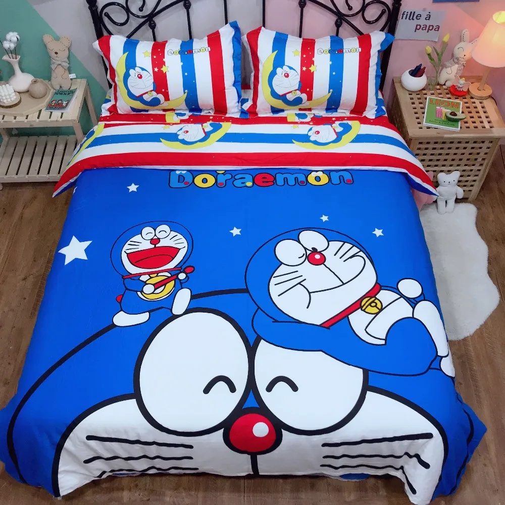 Kawaii Doraemon Cartoon Duvet Cover Bedding Set