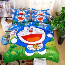 Doraemon & Kitty Cartoon Duvet Cover Soft Linen Kawaii Bedding Set Doraemon & Kitty Cartoon Duvet Cover Soft Linen Kawaii Bedding Set