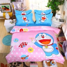 Doraemon & Kitty Cartoon Duvet Cover Soft Linen Kawaii Bedding Set Doraemon & Kitty Cartoon Duvet Cover Soft Linen Kawaii Bedding Set