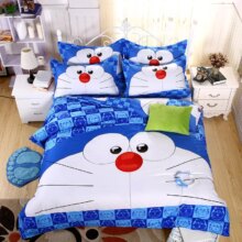 Doraemon & Kitty Cartoon Duvet Cover Soft Linen Kawaii Bedding Set Doraemon & Kitty Cartoon Duvet Cover Soft Linen Kawaii Bedding Set