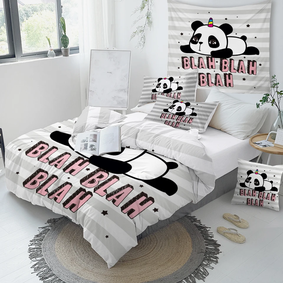 Panda Cartoon Duvet Cover Bedding Set With Pillow Case Panda Cartoon Duvet Cover Bedding Set With Pillow Case