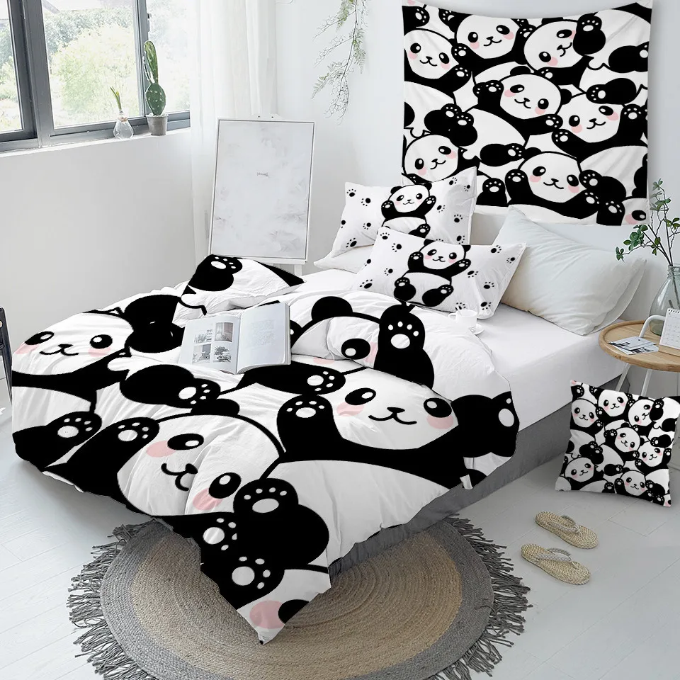 Panda Cartoon Duvet Cover Bedding Set With Pillow Case Panda Cartoon Duvet Cover Bedding Set With Pillow Case