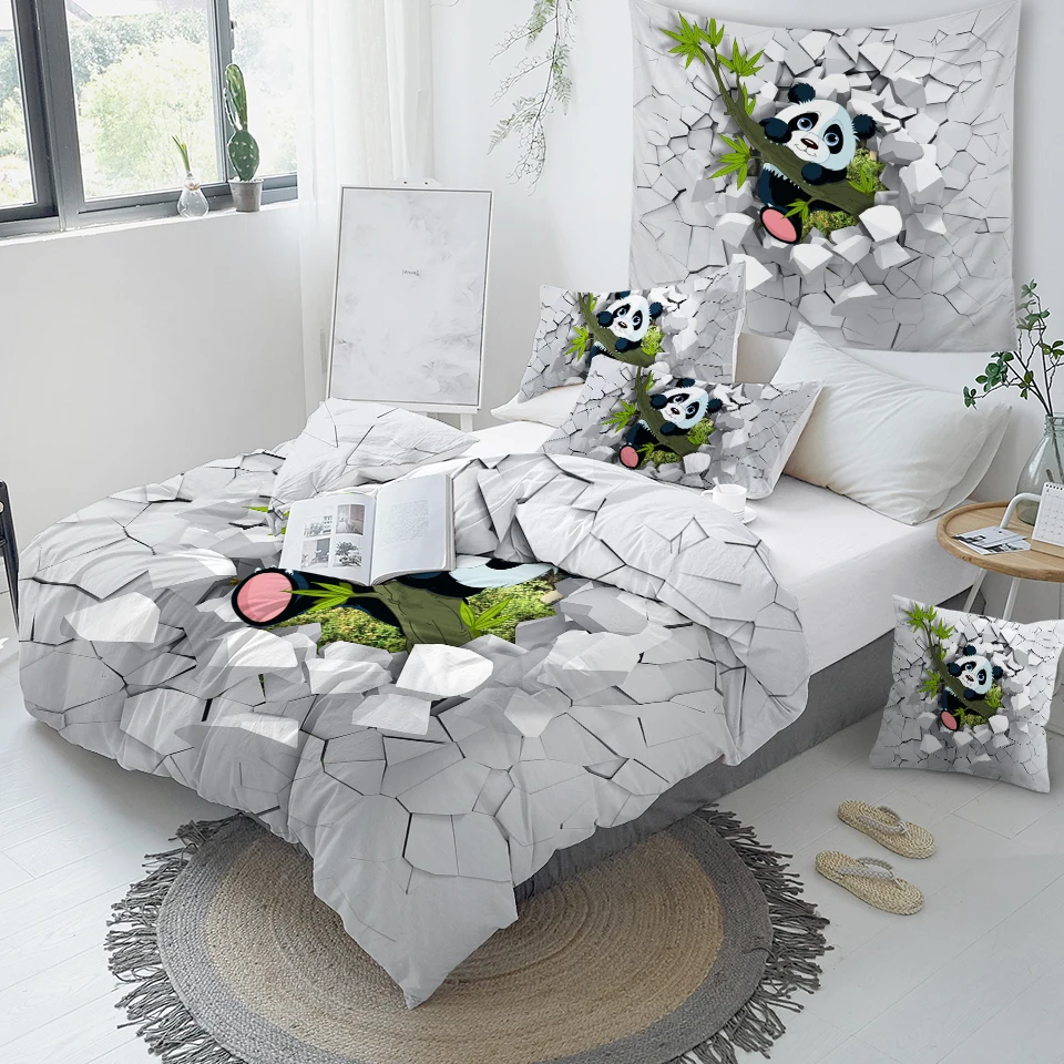 Panda Cartoon Duvet Cover Bedding Set With Pillow Case Panda Cartoon Duvet Cover Bedding Set With Pillow Case