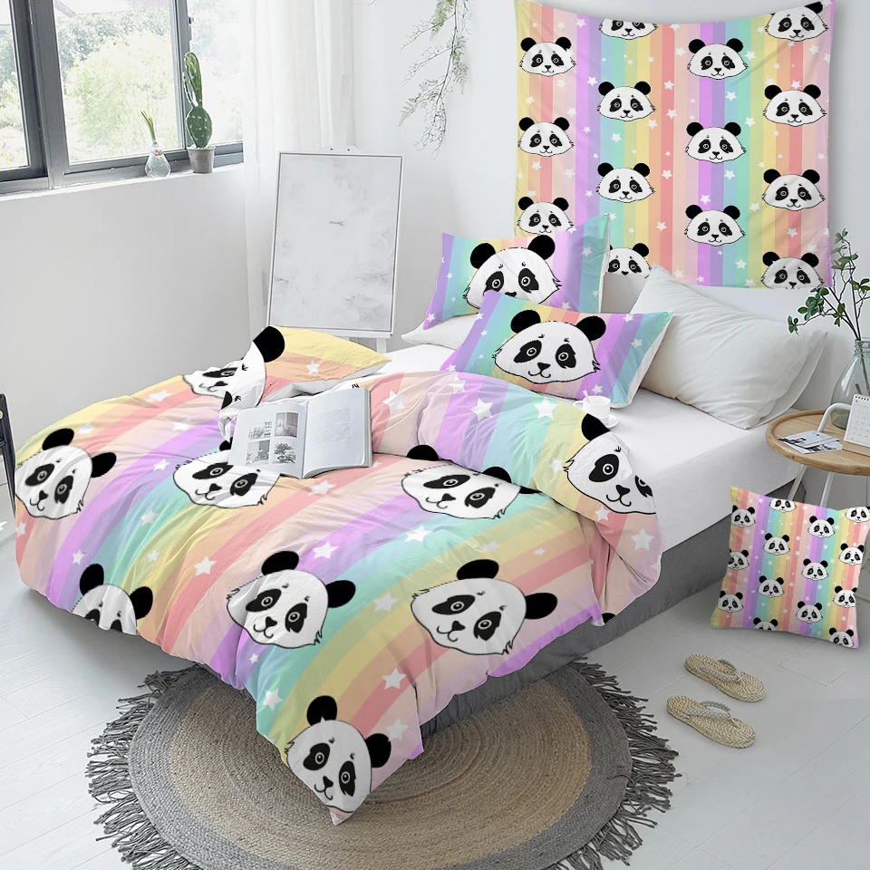 Panda Cartoon Duvet Cover Bedding Set With Pillow Case Panda Cartoon Duvet Cover Bedding Set With Pillow Case