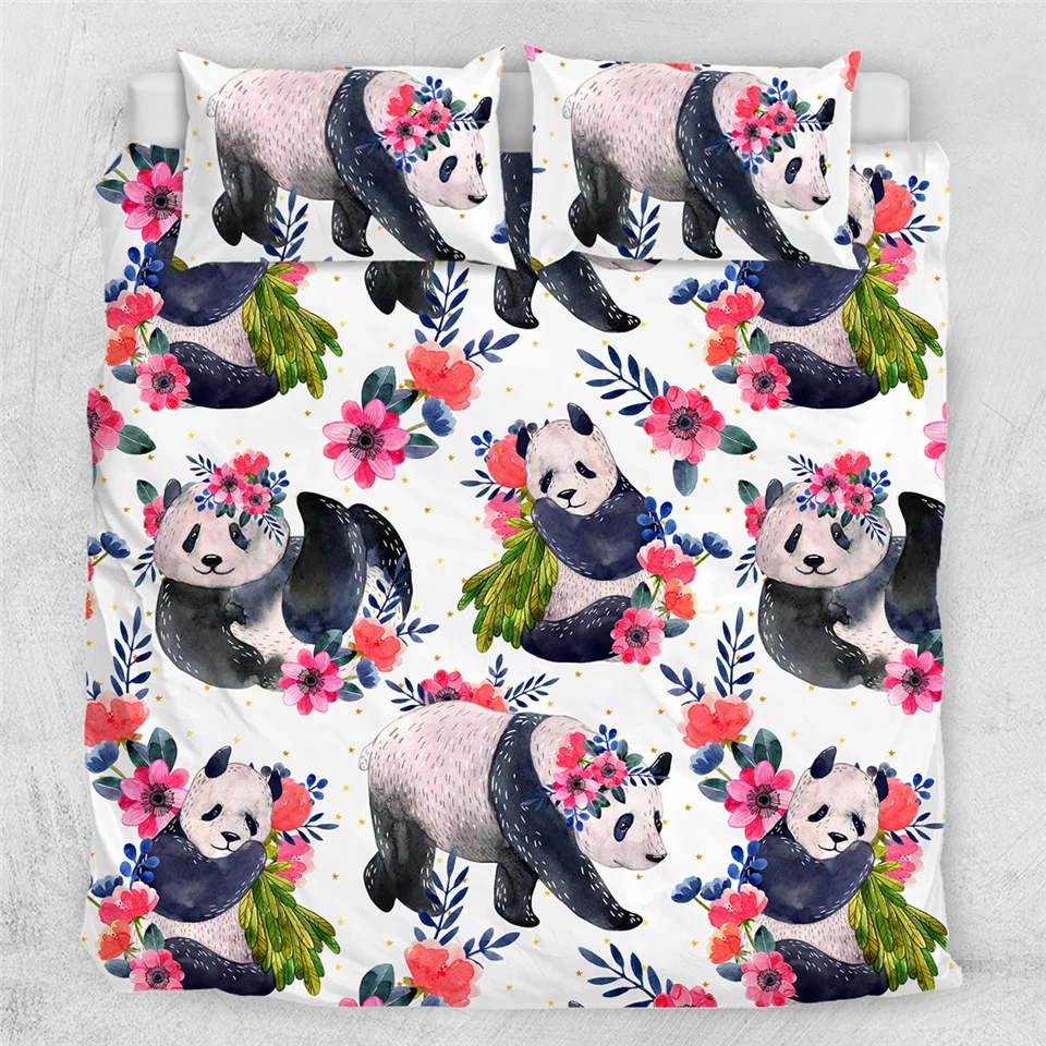 Panda Cartoon Duvet Cover Bedding Set With Pillow Case Panda Cartoon Duvet Cover Bedding Set With Pillow Case