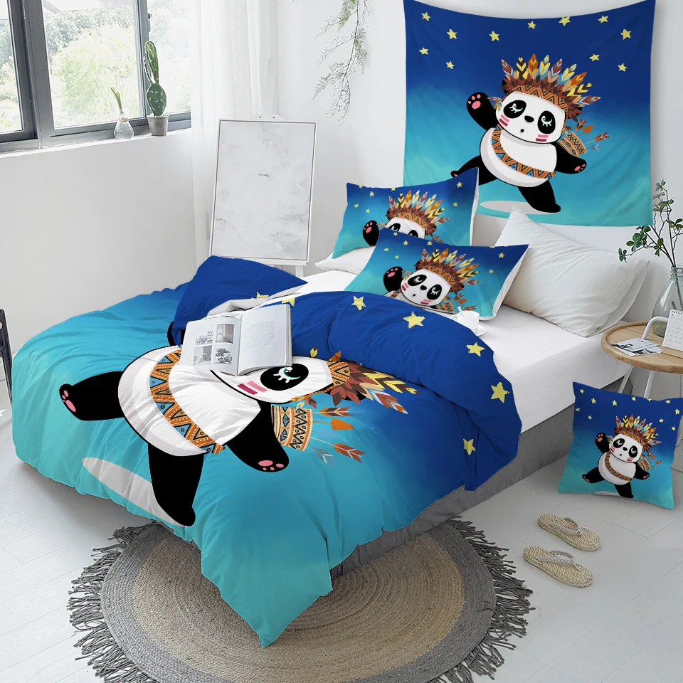 Panda Cartoon Duvet Cover Bedding Set With Pillow Case Panda Cartoon Duvet Cover Bedding Set With Pillow Case