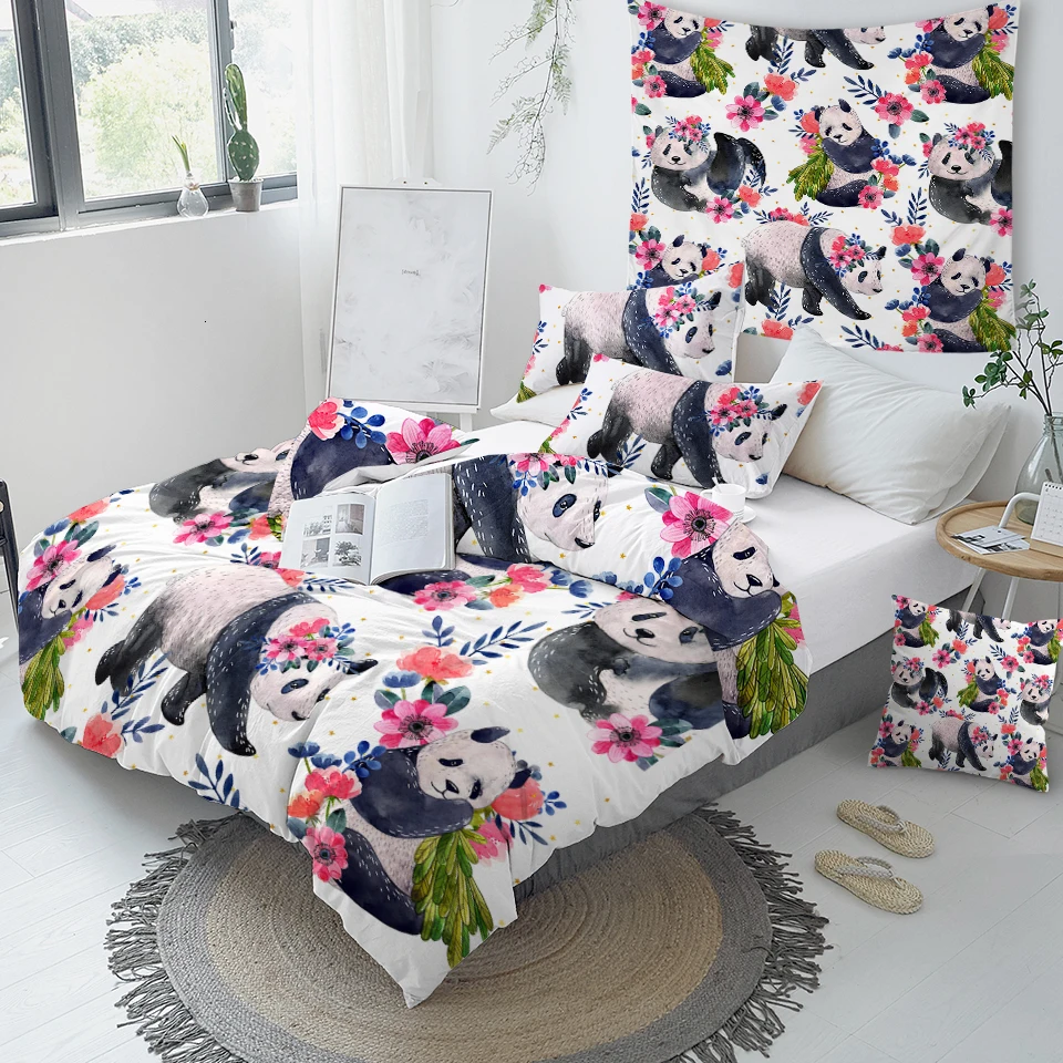 Panda Cartoon Duvet Cover Bedding Set With Pillow Case Panda Cartoon Duvet Cover Bedding Set With Pillow Case