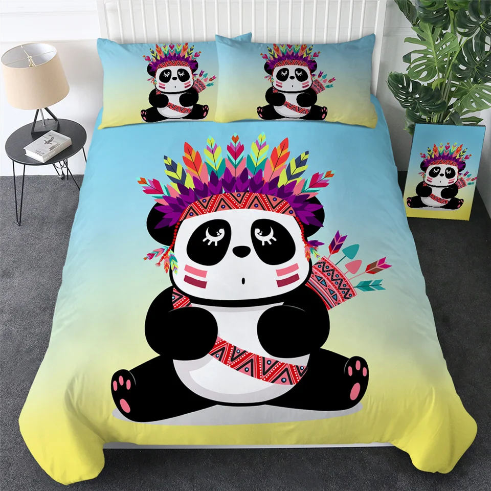 Panda Cartoon Duvet Cover Bedding Set With Pillow Case Panda Cartoon Duvet Cover Bedding Set With Pillow Case
