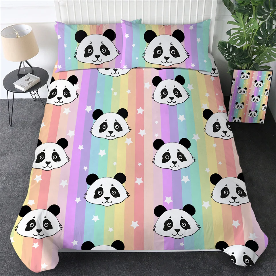 Panda Cartoon Duvet Cover Bedding Set With Pillow Case Panda Cartoon Duvet Cover Bedding Set With Pillow Case