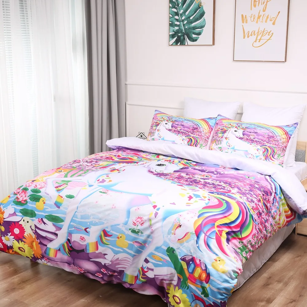 Unicorn Rainbow Duvet Cover Bedding Set