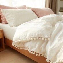 Kawaii Washed Ball Duvet Cover White Pink Bedding Set Kawaii Washed Ball Duvet Cover White Pink Bedding Set