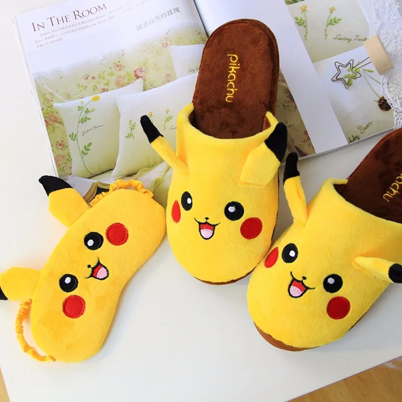 Pokemon Pikachu Cartoon Indoor Warm Shoes With Eye Mask Pokemon Pikachu Cartoon Indoor Warm Shoes With Eye Mask