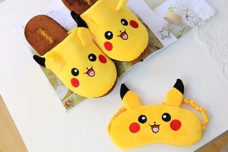 Pokemon Pikachu Cartoon Indoor Warm Shoes With Eye Mask Pokemon Pikachu Cartoon Indoor Warm Shoes With Eye Mask