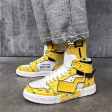 Pikachu Sneakers Graffiti PU Leather Classic High Top Casual Shoes Pikachu Sneakers Graffiti PU Leather Classic High Top Casual Shoes