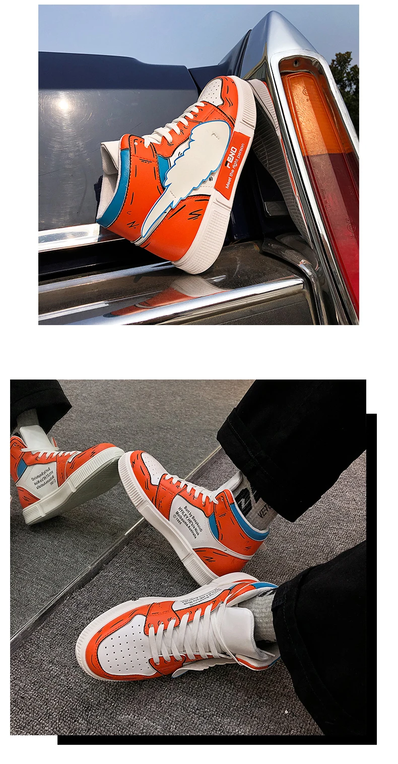 Pikachu Sneakers Graffiti PU Leather Classic High Top Casual Shoes