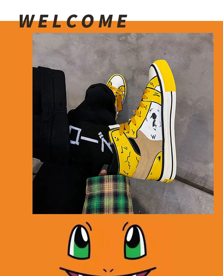 Pokemon Pikachu Poke Ball Anime Canvas Kawaii Sports Shoes