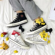 Pikachu Pokemon Anime Printed Casual Canvas Shoes For Men Pikachu Pokemon Anime Printed Casual Canvas Shoes For Men