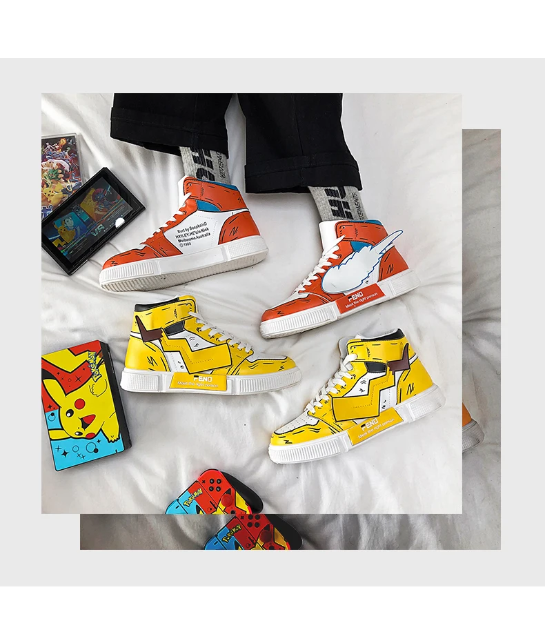 Pikachu Leather Classic High Top Men Vulcanized Casual Shoes Pikachu Leather Classic High Top Men Vulcanized Casual Shoes