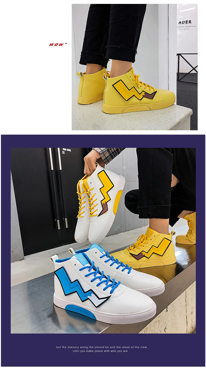 Pikachu High Top Men Vulcanized Casual Shoes