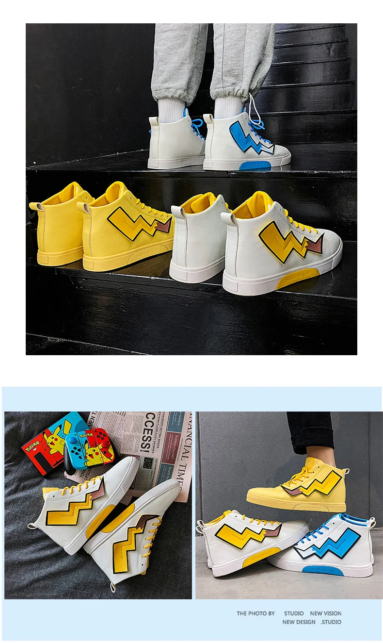 Pikachu High Top Men Vulcanized Casual Shoes