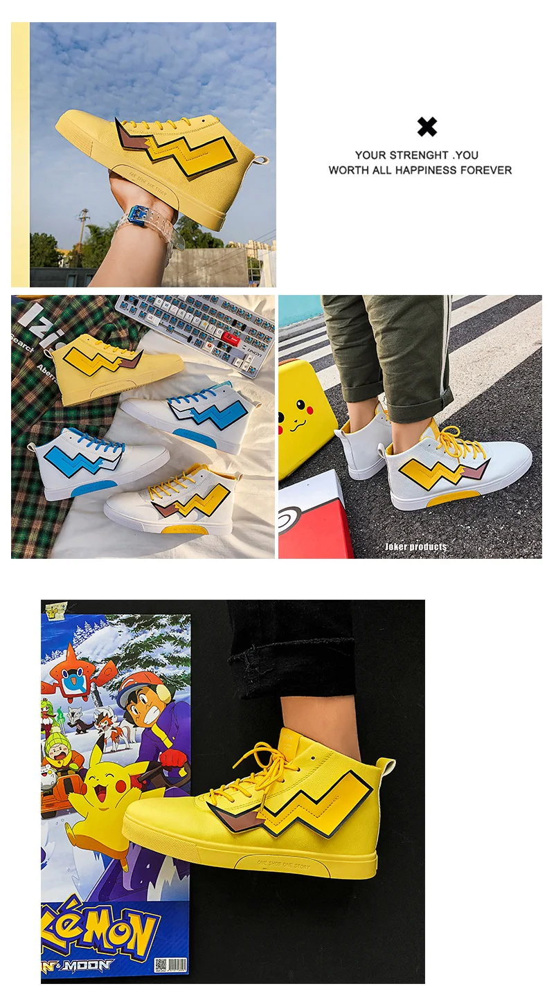 Pikachu High Top Men Vulcanized Casual Shoes