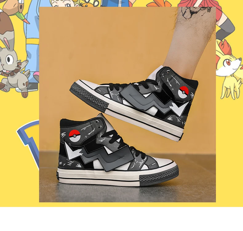 Cartoon Pokemon Black Pikachu Sneakers Shoes For Men Cartoon Pokemon Black Pikachu Sneakers Shoes For Men