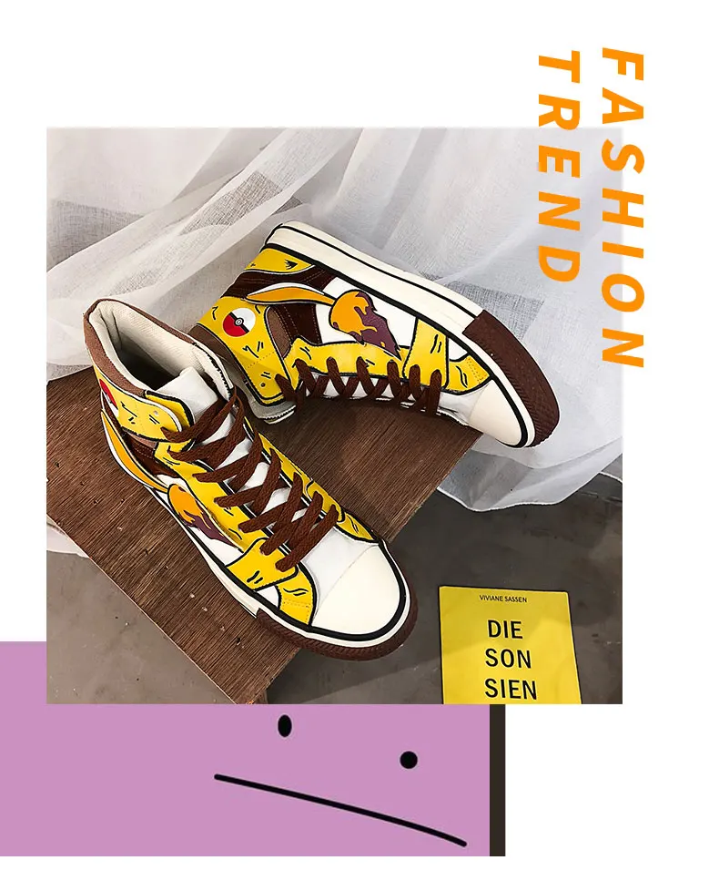 Cartoon Pokemon Black Pikachu Sneakers Shoes For Men Cartoon Pokemon Black Pikachu Sneakers Shoes For Men