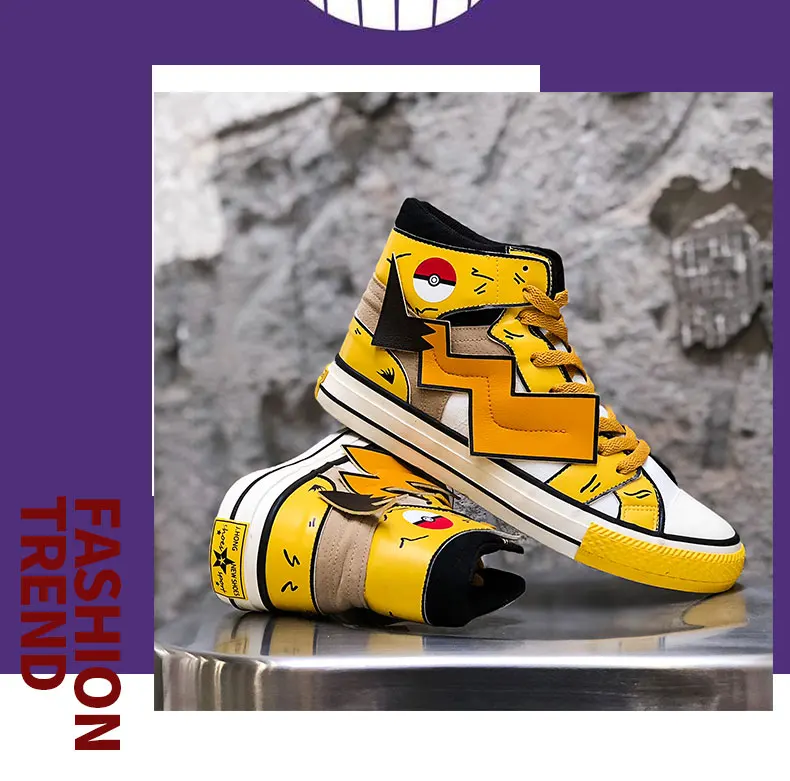 Cartoon Pokemon Black Pikachu Sneakers Shoes For Men Cartoon Pokemon Black Pikachu Sneakers Shoes For Men