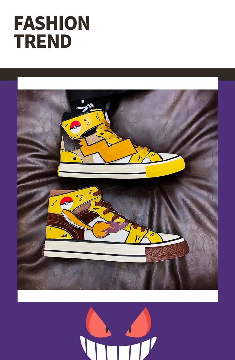 Cartoon Pokemon Black Pikachu Sneakers Shoes For Men Cartoon Pokemon Black Pikachu Sneakers Shoes For Men