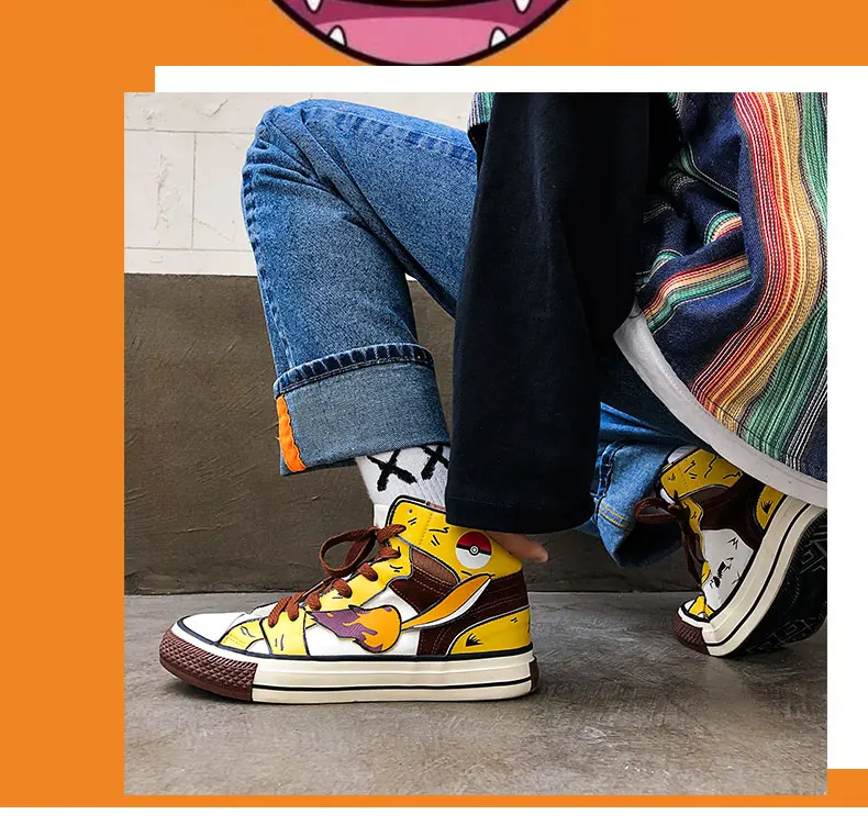 Cartoon Pokemon Black Pikachu Sneakers Shoes For Men Cartoon Pokemon Black Pikachu Sneakers Shoes For Men
