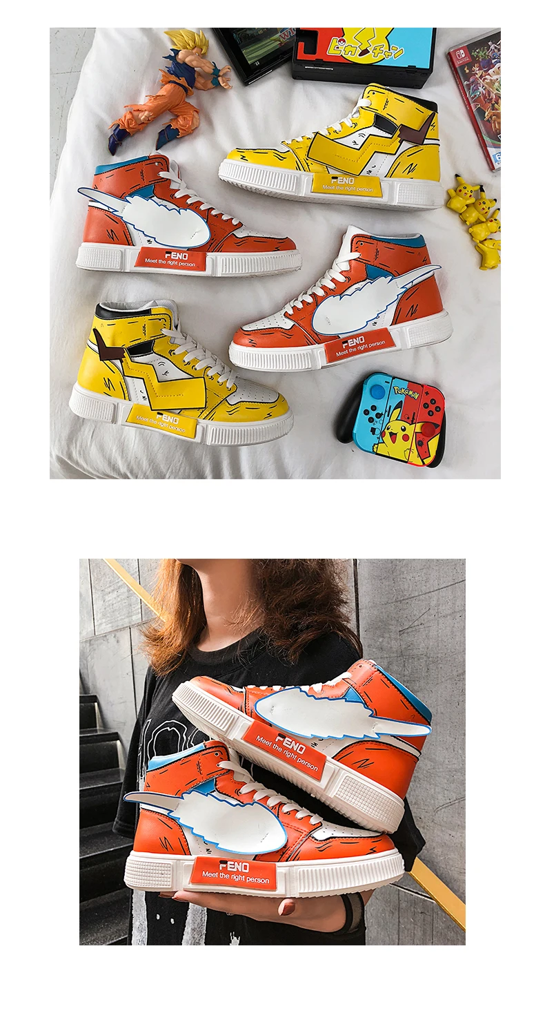 Cartoon Pokemon Black Pikachu Sneakers Shoes For Men Cartoon Pokemon Black Pikachu Sneakers Shoes For Men