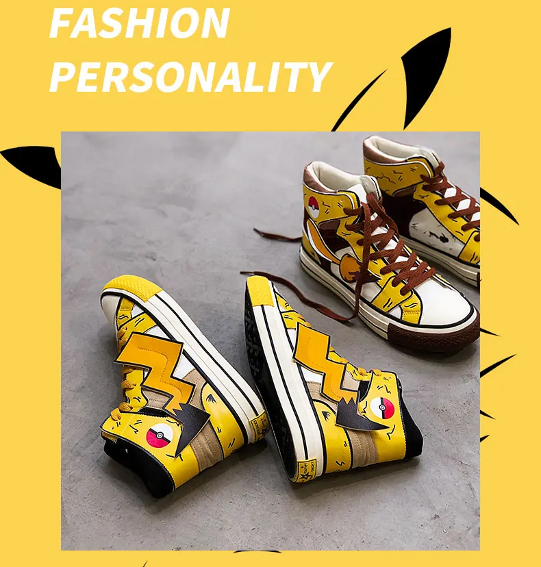 Cartoon Pokemon Black Pikachu Sneakers Shoes For Men Cartoon Pokemon Black Pikachu Sneakers Shoes For Men