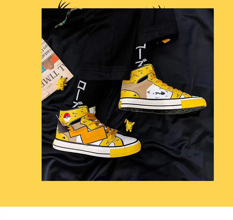 Cartoon Pokemon Black Pikachu Sneakers Shoes For Men Cartoon Pokemon Black Pikachu Sneakers Shoes For Men