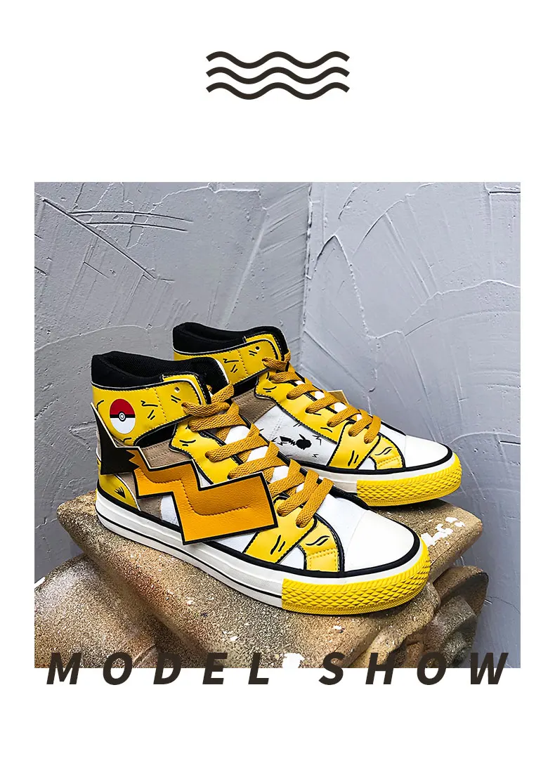 Cartoon Pokemon Black Pikachu Sneakers Shoes For Men Cartoon Pokemon Black Pikachu Sneakers Shoes For Men