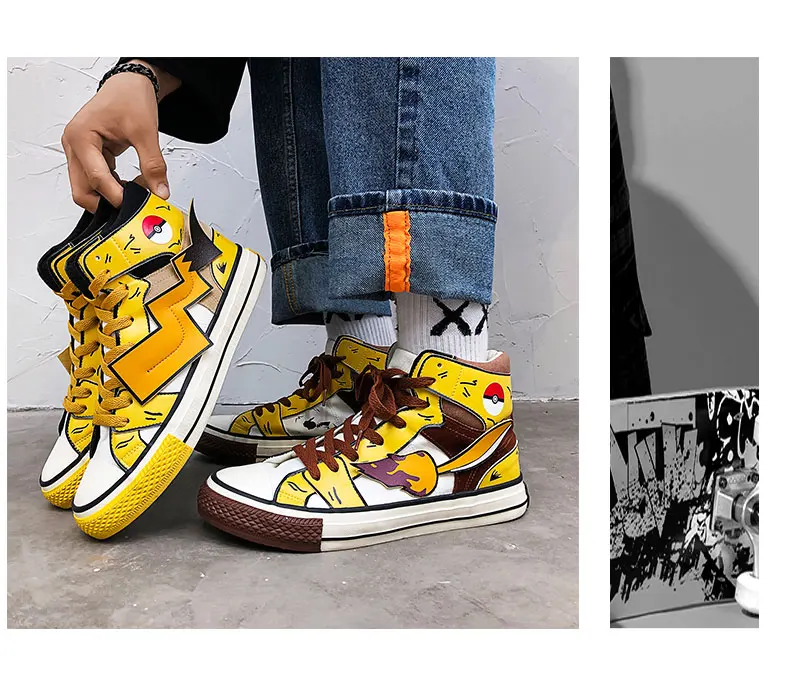 Cartoon Pokemon Black Pikachu Sneakers Shoes For Men Cartoon Pokemon Black Pikachu Sneakers Shoes For Men