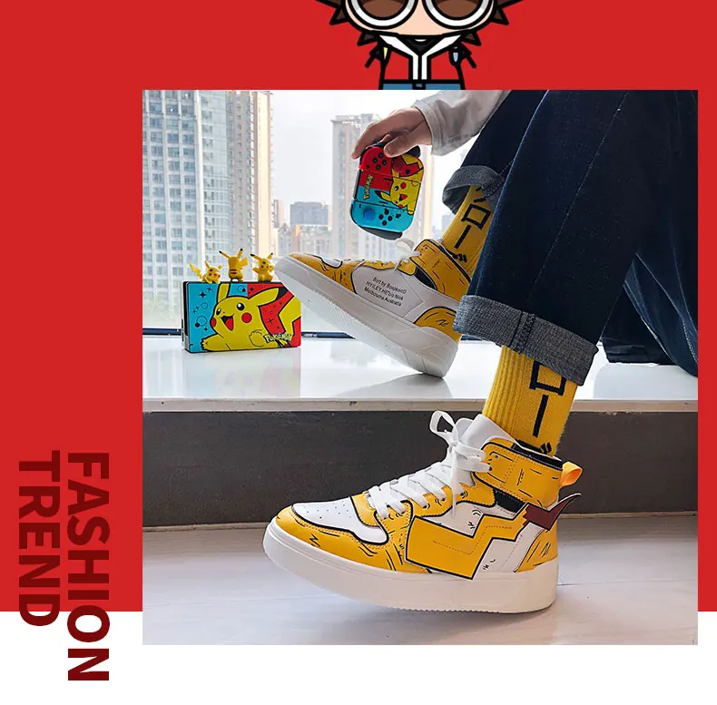 Pikachu Classic High Top Men Vulcanized Casual Shoes